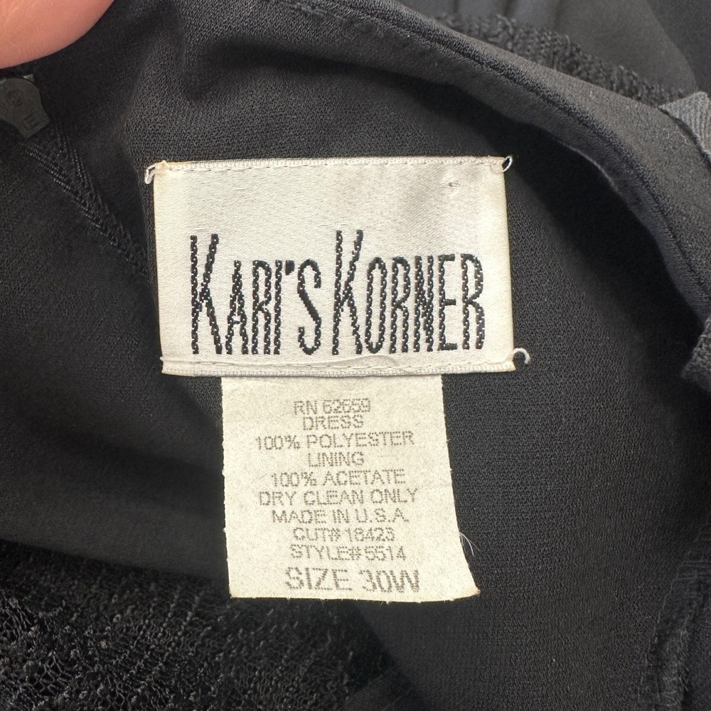 Vintage Kari's Korner Black Maxi Dress Lace Short Sleeve Women Plus 30‎ Formal - Picture 10 of 13